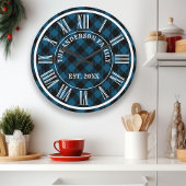 Marine en zwart buffel geruite rustieke Romeinse c Grote Klok