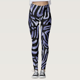 Marine en Zwarte Zebra Strepen Leggings