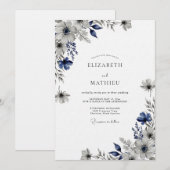 Marine Ethische Bloem Bruiloft Kaart (Voorkant / Achterkant)