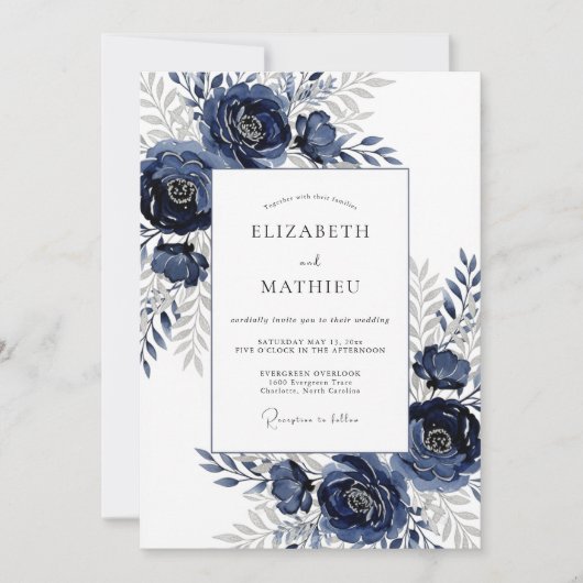 Marine Ethische Botanische Bruiloft Kaart (Voorkant)