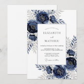 Marine Ethische Botanische Bruiloft Kaart (Voorkant / Achterkant)