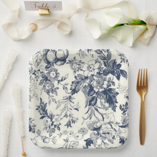 Marine Frans Toile Paper Borden Papieren Bordje (Huwelijk)