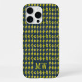 Marine Geel Doodle Diamant Patroon Aangepaste Mono iPhone Hoesje (Achterkant)