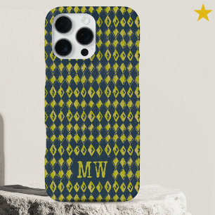 Marine Geel Doodle Diamant Patroon Aangepaste Mono iPhone 16 Pro Max Hoesje