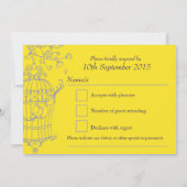 Marine gele vogels openen kooi bruiloft RSVP Kaart (Achterkant)