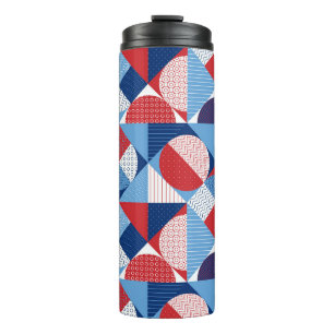 Marine geometric: zomer naadloos patroon. thermosbeker