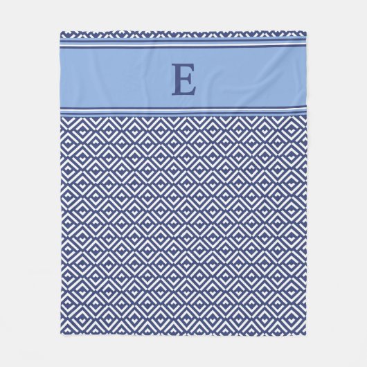 Marine Geometrisch Chevron Monogram Ontwerp Fleece Deken (Voorkant)