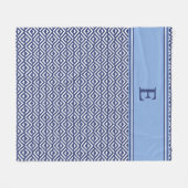 Marine Geometrisch Chevron Monogram Ontwerp Fleece Deken (Voorkant (Horizontaal))