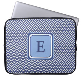 Marine Geometrisch Chevron Monogram Ontwerp Laptop Sleeve