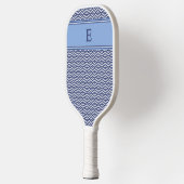Marine Geometrisch Chevron Monogram Ontwerp Pickleball Paddle (Links)