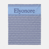 Marine Geometrisch Chevron Naamontwerp Fleece Deken (Voorkant)
