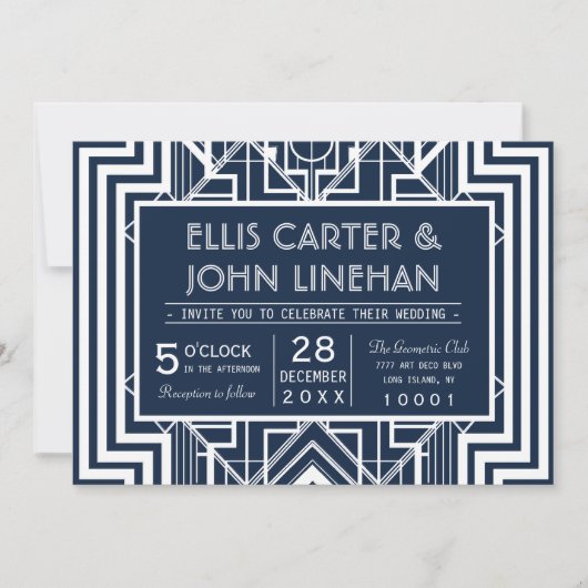 Marine geometrische bruiloft uitnodigingen (Voorkant)