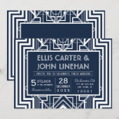 Marine geometrische bruiloft uitnodigingen (Voorkant / Achterkant)