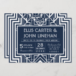 Marine geometrische bruiloft uitnodigingen
