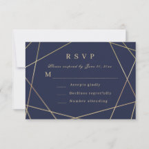 marine geometrische RSVP kaart