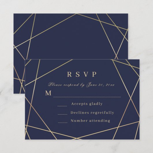 marine geometrische RSVP kaart (Voorkant / Achterkant)