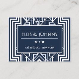 Marine geometrische trouwplaats kaarten plaatskaartje