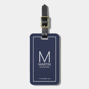 Marine gepersonaliseerd Monogram en Naam Groomsmen Bagagelabel