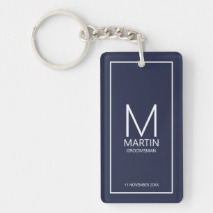 Marine gepersonaliseerd Monogram en Naam Groomsmen Sleutelhanger