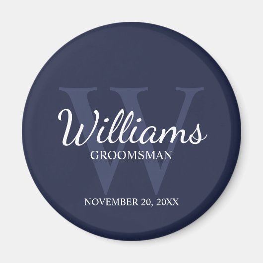 Marine gepersonaliseerd script groomsmen name & Mo Magneet (Voorkant)