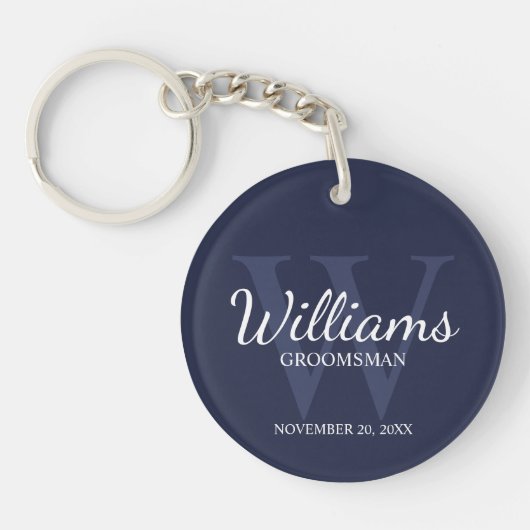 Marine gepersonaliseerd script groomsmen name & Mo Sleutelhanger (Voorkant)