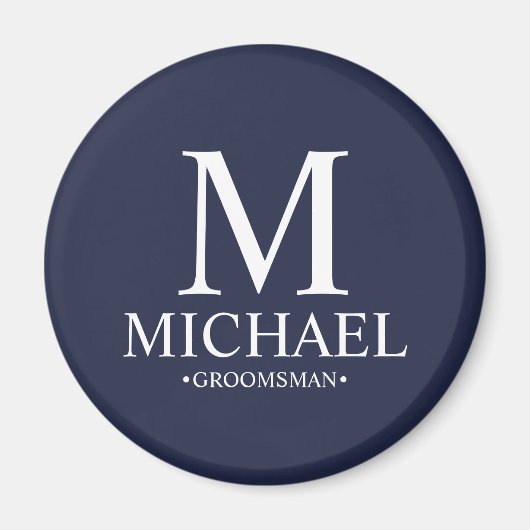 Marine gepersonaliseerde Groomsman Naam en Monogra Magneet (Voorkant)