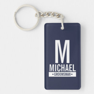 Marine gepersonaliseerde Groomsman's Monogram en N Sleutelhanger