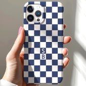 Marine geruite retro patroon monogram Case-Mate iPhone case