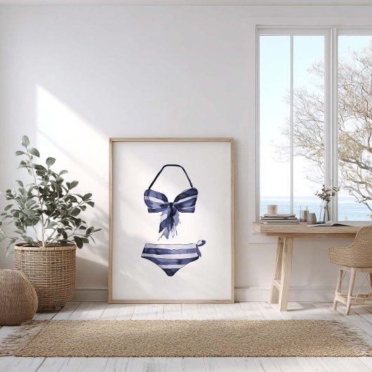  marine gestreepte bikini Poster