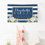 Marine gestreepte bloem bruids douche banner (Insitu)