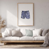 marine gestreepte zwembroek Poster