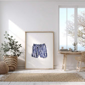 marine gestreepte zwembroek Poster