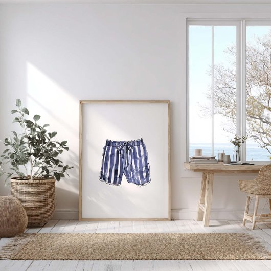  marine gestreepte zwembroek Poster
