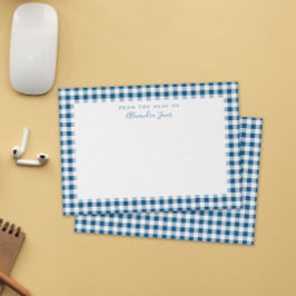 Marine Gingham Geruite Persoonlijke Briefpapier No Bedankkaart
