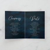 Marine glans donkerblauw aquarel trouwceremonie programma (Binnen)