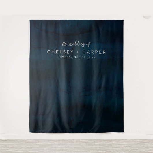 Marine glans donkerblauwe huwelijksfotocabine-acht wandkleed (Voorkant)