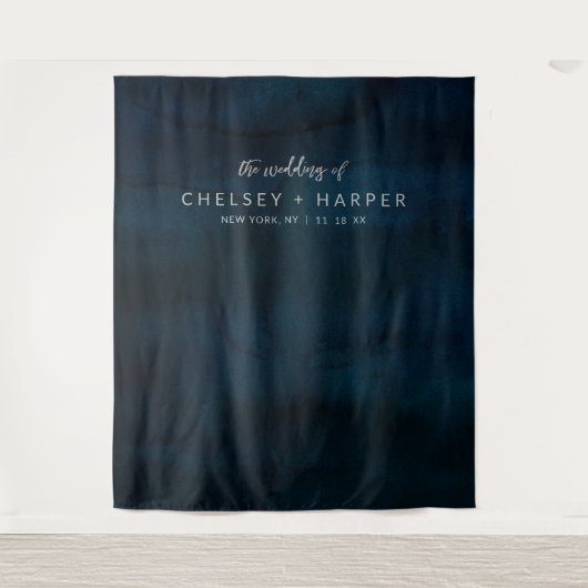 Marine Glans Donkerblauwe Trouwfotohouderset achte Wandkleed (Voorkant)
