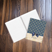 marine Gold Elegant Damask Kijk met naam Notitieboek