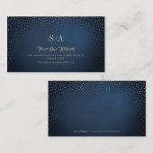 Marine & Gold Glitter monogram website Kaart invoe Plaatskaartje (Voorkant / Achterkant)