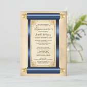  marine Gold Scroll Elegant Quinceañera Kaart (Staand voorkant)