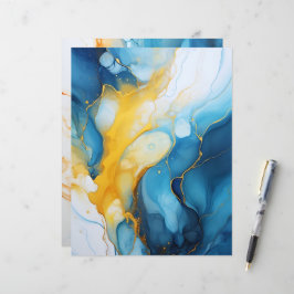 Marine & Goud Alcohol Ink Papier Craft Cardstock