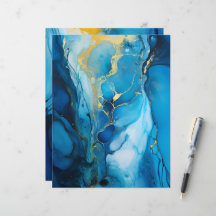 Marine & Goud Alcohol Ink Papier Craft Cardstock