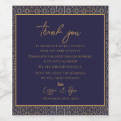 Marine Goud Bedankt Fijne Ontwerp Trouwgunst Wijn Etiket (Enkel label)