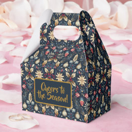 Marine & Goud Bloem Kerstpatroon Bedankdoosjes