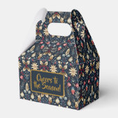 Marine & Goud Bloem Kerstpatroon Bedankdoosjes (Voorkant Zijde)
