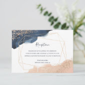 Marine, Goud, Blush met Geometrische Lijst Recepti Kaart (Staand voorkant)