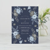 Marine Goud Botanische Aquarel Bruiloft Kaart (Staand voorkant)