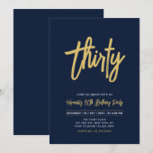 Marine & Goud | Chique 30ste verjaardagsfeestje Kaart (Voorkant / Achterkant)