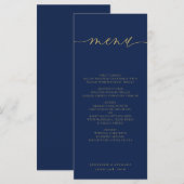 Marine Goud Eenvoudig Modern Bruiloft Ceremonie Di Menu (Voorkant / Achterkant)