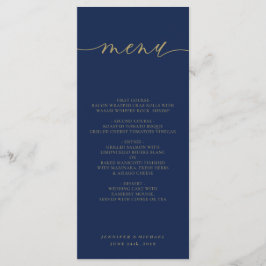 Marine Goud Eenvoudige Moderne Trouwceremonie Dine Menu